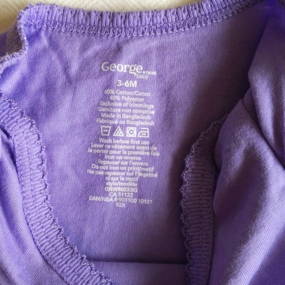 george purple kitten short sleeve bodysuit diaper shirt 6 months baby girl - Picture 4 of 5